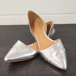 J. Crew Factory Silver Pointed Flats